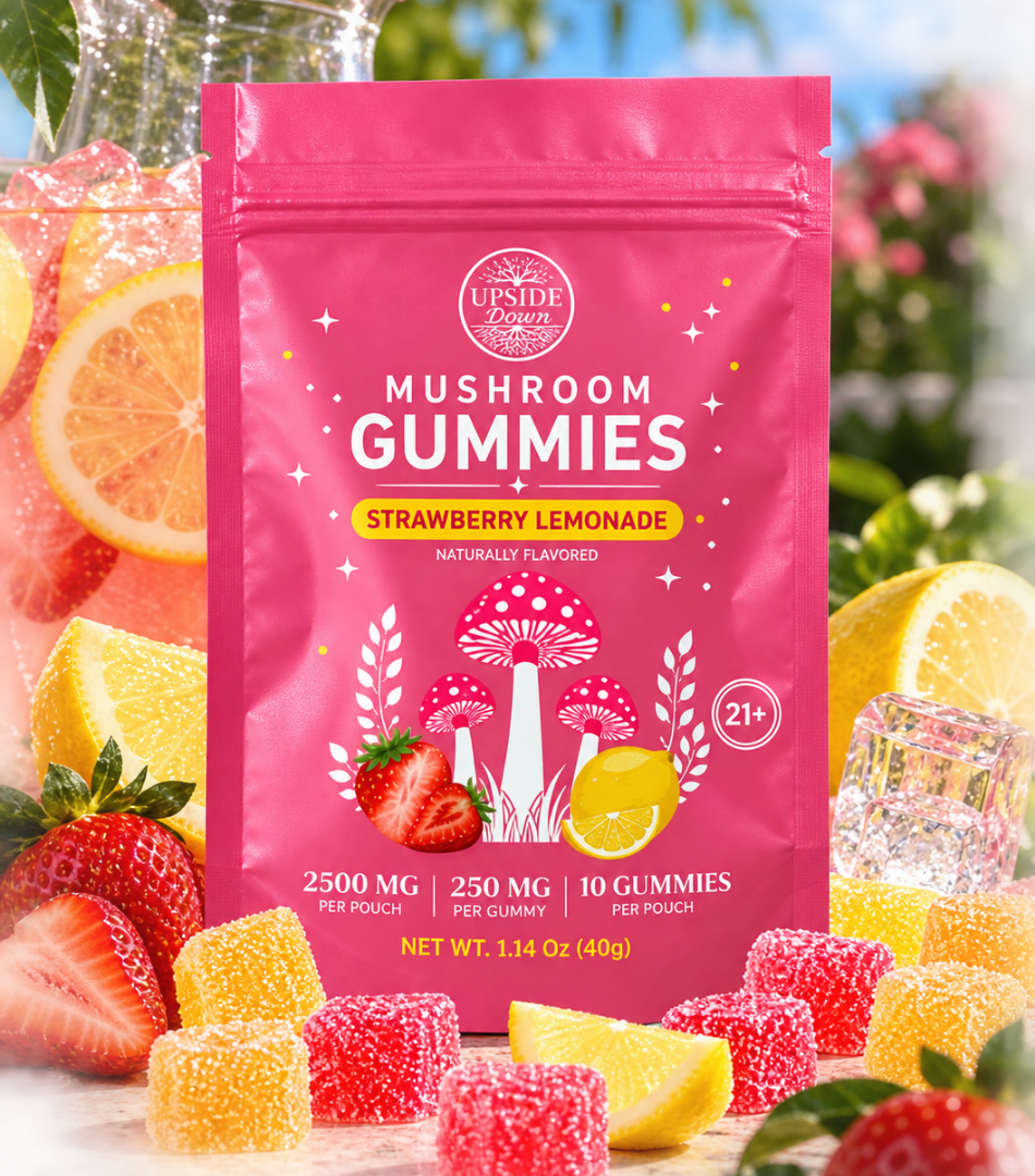 Upside Down STRAWBERRY LEMONADE Mushroom Gummies