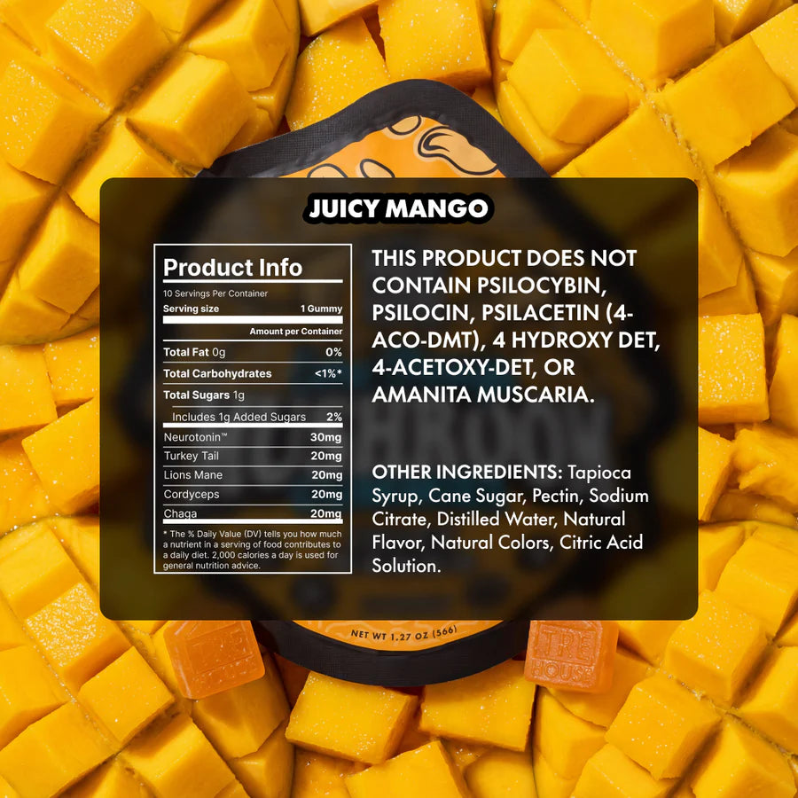 Extra Strength Mushroom Gummies – Juicy Mango