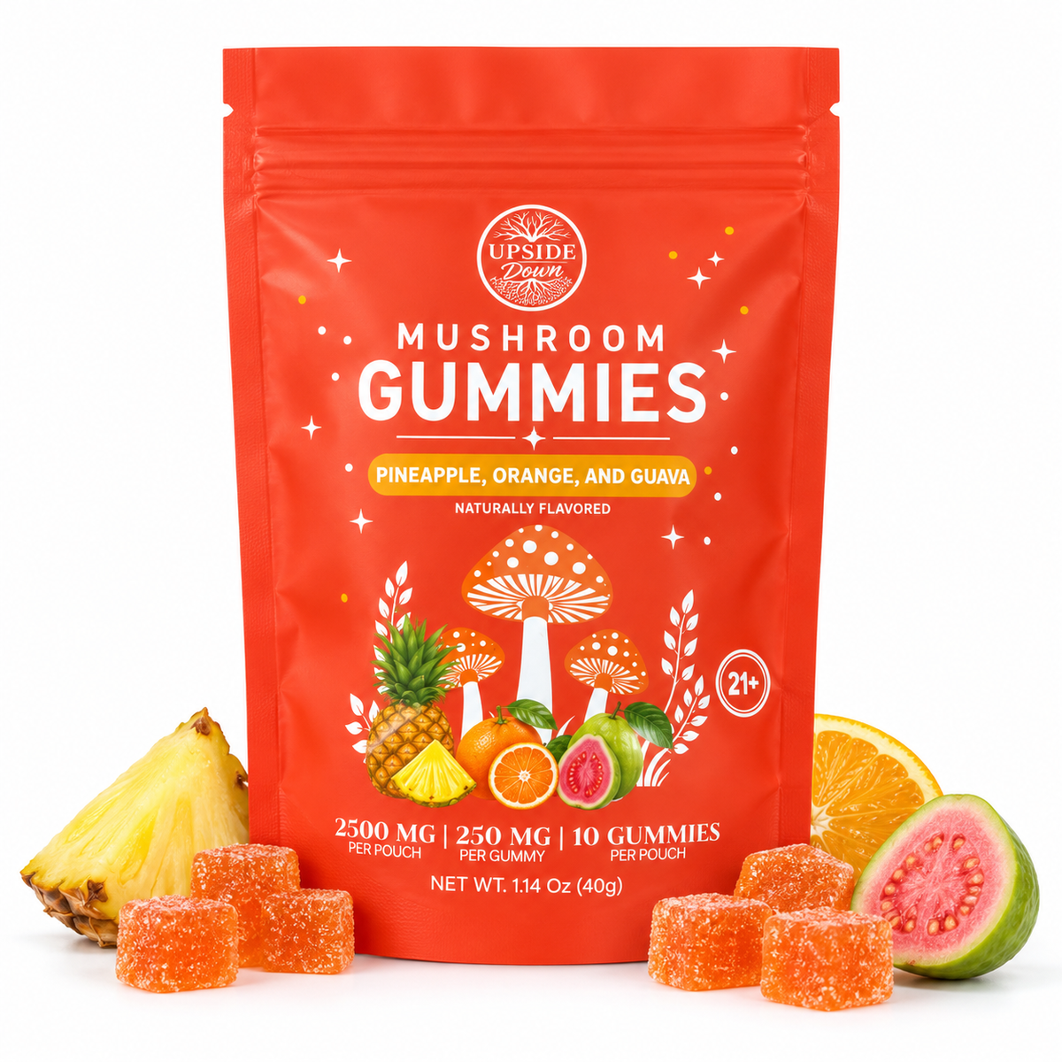 Upside Down Pineapple, Orange & Guava Mushroom Gummies