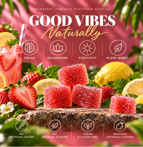 Upside Down STRAWBERRY LEMONADE Mushroom Gummies