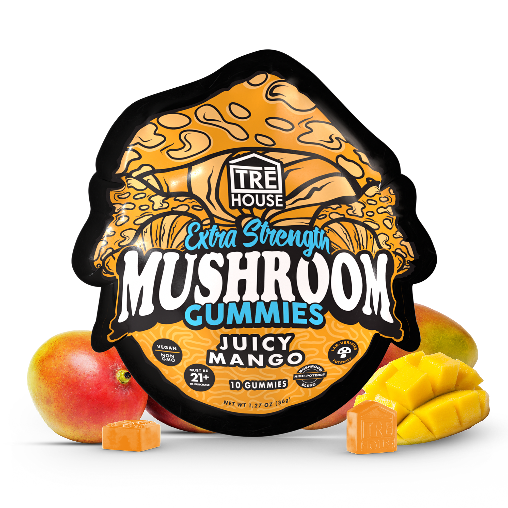Extra Strength Mushroom Gummies – Juicy Mango